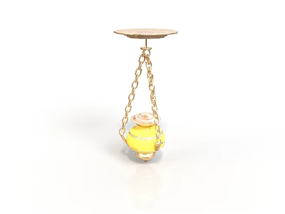Yellow Decorative Chandelier With Chain Hanging And Round Ceiling Base 3d model