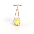 Yellow Decorative Chandelier With Chain Hanging And Round Ceiling Base