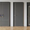 Elegant Dark Colored Hinged Doors With Decorative Lines And Metal Handles Interior Design