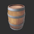 Artistic Wooden Barrel Sculpture With Metal Hoops And Detailed Surface Carving