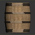 Vintage Wooden Barrel Decorative Ornament Set With Black Metal Hoops And Rustic Design