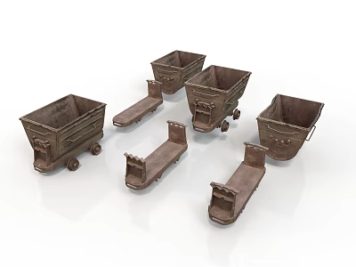 Vintage Metal Utility Carts With Wheels And Rustic Design Elements Collection 3d model