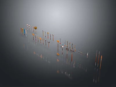 Various Modern Weapons Collection Featuring Blades Swords Daggers And Unique Designs 3d model