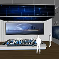 Tech Industry Exhibition Hall With 3D Model Display Large Screen And Modern Design
