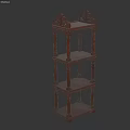 Classic Carved Wooden Shelf With Multiple Layers And Decorative Columns