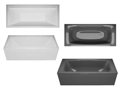 Modern Rectangular Bathtubs In White And Gray Various Styles For Bathroom 3d model