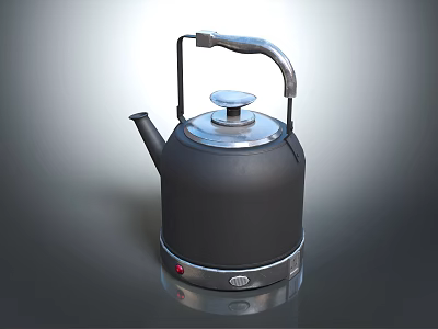 Black Electric Kettle With Modern Design Silver Handle And Indicator Light Button 3d model