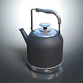 Black Electric Kettle With Modern Design Silver Handle And Indicator Light Button 3d model