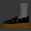Black Fashionable Footwear With Orange Thick Soles And Metal Buckles For Daily Use