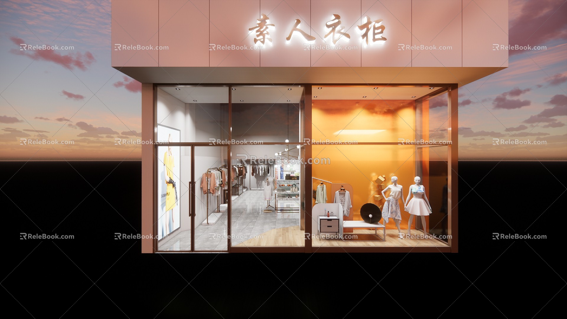 Light Luxury Clothing Store 3d model