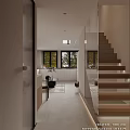 Soft Neutral Toned Modern Dining And Living Space With Round Marble Table And Elegant Chairs