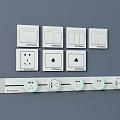 Modern White Switch Panels With Various Types Socket Outlets And Combination Design 3d model