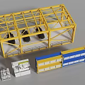 Industrial Equipment Featuring Yellow Frame Black Components Blue Yellow Container Units And White Control Panels