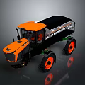 Orange And Black Agricultural Machinery With Large Wheels And Rear Container