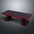Traditional Dining Table With Dark Red Tabletop And Carved Wooden Legs