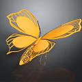 Yellow 3D Paper Cut Butterfly Decor With Intricate Wing Patterns 3d model