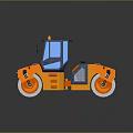 Yellow And Black Road Roller With Cab Windshield And Heavy Duty Construction Roller Drum 3d model