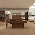 Modern Clothing Store Interior With Display Racks Apparel Herringbone Floor And Recessed Lights