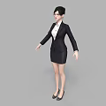Business Woman In Professional Black Suit With White Blouse And High Heels