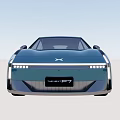 Blue Electric Car Modern Design With Sleek Body Unique Wheels And LED Headlights