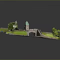 Cartoon Scene Featuring Castle Green Grass Path And Trees Landscape Design