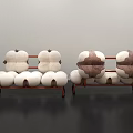 Modern Artistic Public Chairs With Cloud Shaped Seats And Brown Metal Frames
