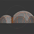 Decorative Spherical Objects With Honeycomb Texture And Metallic Copper Accents On Reflective Surface 3d model