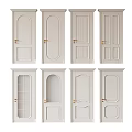 White Hinged Doors With Various Panel Styles And Decorative Glass Elements 3d model