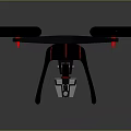 Black Quadcopter Drone Featuring Four Red Blades Landing Gear And Bottom Mounted Equipment
