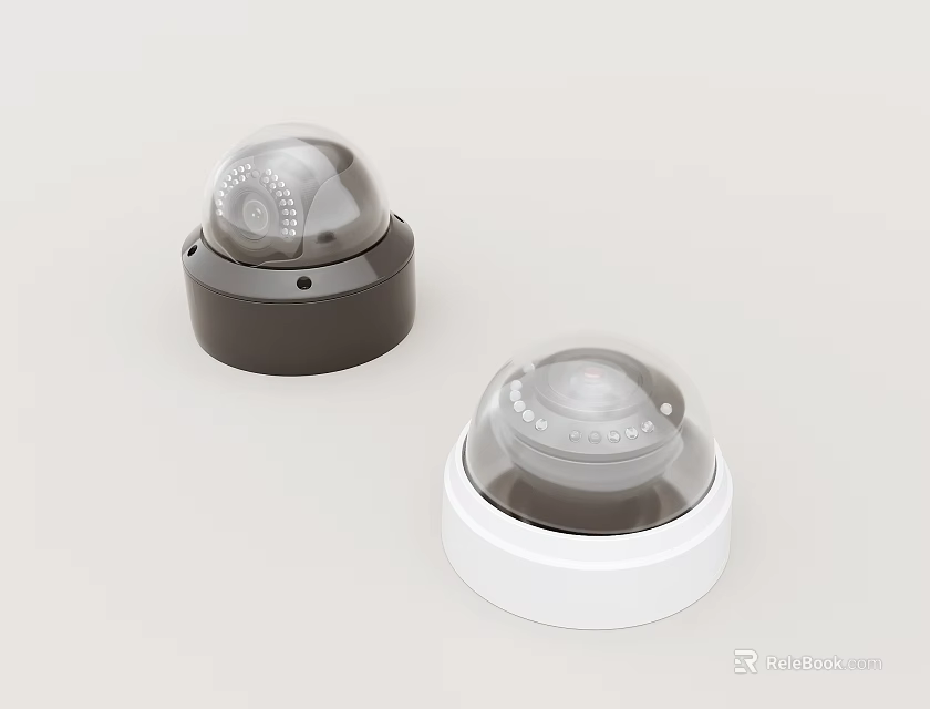 Black And White Dome Projection Surveillance Cameras For Security Monitoring Use 3d model 