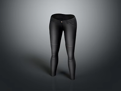 Black Slim Fit Leather Pants With High Waist And Side Pockets Design 3d model