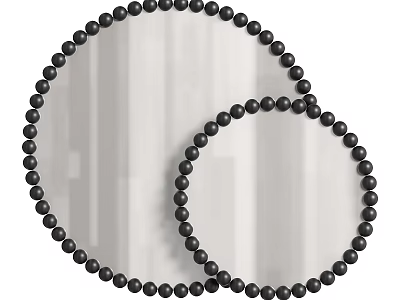 Round Decorative Mirrors With Black Beaded Frames For Modern Home Decor 3d model