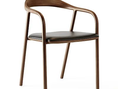 Modern Leisure Chair Featuring Wooden Frame And Comfortable Leather Seat Design 3d model
