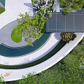 Modern Garden Landscape Design With Circular Walkway Lawn And Water Feature