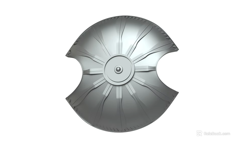 Metal Circular Weapon Design Featuring Radial Patterns Central Hub And Notched Edges 3d model 