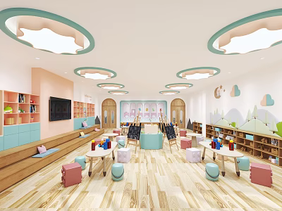 Modern Kindergarten Classroom Early Education 3d model