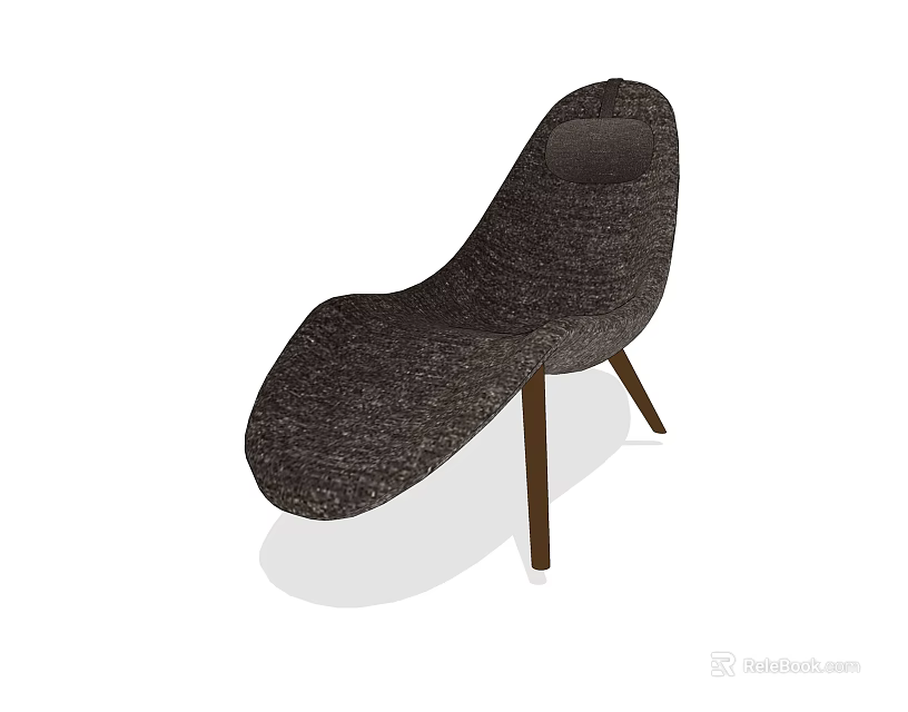 Modern Dark Gray Woven Fabric Accent Chair With Wooden Legs And Sleek Design 3d model 