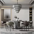 Modern Dining Table and Chair Combination Round Table 3d model