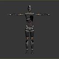 Humanoid Robot Featuring Metallic Body Structure And Open Arms Pose On Gray Background