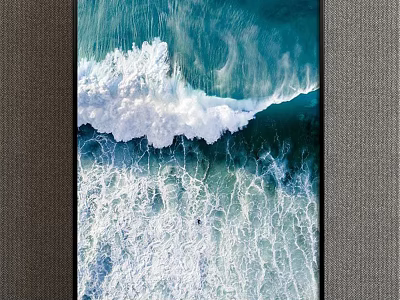 Aerial View Of Ocean Waves Crashing With White Foam And Blue Water 3d model