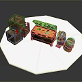 Rustic Wooden Storage Boxes Open Treasure Chest And Barrels With Gold Coins
