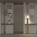 Modern Cream Partition Entrance Partition Glass Partition Green Plant Small Chandelier Entrance Partition Wall Changhong Glass Partition 3d model