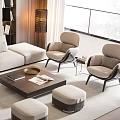 Modern Living Room Interior Design With Sofa Coffee Table Set Accent Chairs And Ottomans