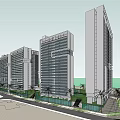 Modern High Rise Building Complex With Green Landscaping Public Plaza And Pedestrian Areas