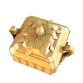 Golden Decorative Ornament Set With Carved Floral Pattern Pineapple Top And Leaf Accents