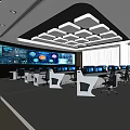 Modern monitoring room Command control room Dispatching command center Monitoring hall Command hall Office desks and chairs 3d model