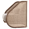 Comfortable Leisure Chair with Wooden Frame Woven Sides and Gray Cushions for Modern Living