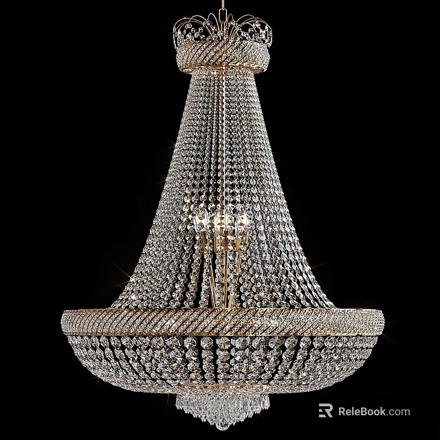Crystal Chandelier with Elegant Multi Tiered Design Sparkling Crystal Beads and Luxurious Gold Accents 3d model 