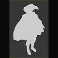 Medieval Fantasy Character Costume With Wide Brimmed Hat Red Cape Black Lining Blue Patterned Tunic