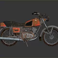 Vintage Rusted Red and Gray Motorcycle Featuring Classic Body Seat Exhaust and Wheels